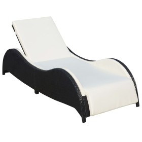 Lounger with black synthetic rattan cushion by vidaXL, Loungers - Ref: Foro24-41975, Price: 213,90 €, Discount: %