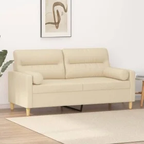2-seater sofa with cream fabric cushions 140 cm by , Sofas - Ref: Foro24-3200823, Price: 223,40 €, Discount: %