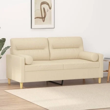 2-seater sofa with cream fabric cushions 140 cm by , Sofas - Ref: Foro24-3200823, Price: 223,40 €, Discount: %