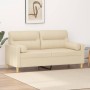 2-seater sofa with cream fabric cushions 140 cm by , Sofas - Ref: Foro24-3200823, Price: 226,94 €, Discount: %