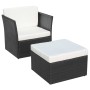 Gartenstuhl mit schwarzem Hocker aus Polyrattan von vidaXL, Gartenstühle - Ref: Foro24-41981, Preis: 151,37 €, Rabatt: %