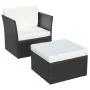 Silla de jardín con taburete poli ratán negra de vidaXL, Sillas de jardín - Ref: Foro24-41981, Precio: 149,64 €, Descuento: %