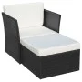 Silla de jardín con taburete poli ratán negra de vidaXL, Sillas de jardín - Ref: Foro24-41981, Precio: 149,64 €, Descuento: %