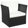 Silla de jardín con taburete poli ratán negra de vidaXL, Sillas de jardín - Ref: Foro24-41981, Precio: 149,64 €, Descuento: %