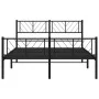 Black metal headboard and footboard bed frame 140x200 cm by , Beds and slatted bases - Ref: Foro24-372198, Price: 107,91 €, D...