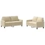 Sofa set with cushions 2 pieces cream fabric by , Sofas - Ref: Foro24-3201446, Price: 398,50 €, Discount: %