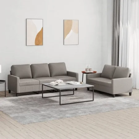 Sofa set with cushions 2 pieces taupe gray fabric by , Sofas - Ref: Foro24-3201467, Price: 485,43 €, Discount: %