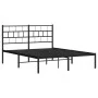 Bed frame with black metal headboard 135x190 cm by , Beds and slatted bases - Ref: Foro24-355658, Price: 91,44 €, Discount: %