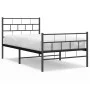Bed frame with headboard and black metal footboard 100x200cm by , Beds and slatted bases - Ref: Foro24-355672, Price: 76,47 €...