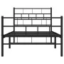 Bed frame with headboard and black metal footboard 100x200cm by , Beds and slatted bases - Ref: Foro24-355672, Price: 76,47 €...