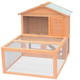 Tierkäfigstall mit Holzterrasse im Freien von vidaXL, Käfige und Lebensräume für Kleintiere - Ref: Foro24-170346, Preis: 215,...