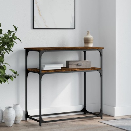 Konsolentisch aus geräuchertem Eichenholzwerkstoff, 75 x 35,5 x 75 cm von , Seitentische - Ref: Foro24-834072, Preis: 45,19 €...