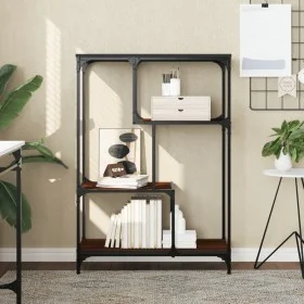 Engineered wood shelving steel brown oak 81x36x115 cm by , Bookcases and shelves - Ref: Foro24-835408, Price: 42,37 €, Discou...