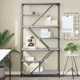Engineered wood and steel Sonoma gray shelving 91x36x176cm by , Bookcases and shelves - Ref: Foro24-835417, Price: 71,10 €, D...