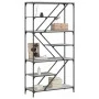 Estantería madera de ingeniería y acero Sonoma gris 91x36x176cm de , Librerías y estanterías - Ref: Foro24-835417, Precio: 71...
