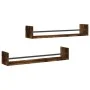 Wall shelves with bars 2 pcs smoked oak 80x16x14 cm by , Shelves and shelves - Ref: Foro24-835441, Price: 31,46 €, Discount: %