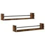 Wall shelves with bars 2 pcs smoked oak 80x16x14 cm by , Shelves and shelves - Ref: Foro24-835441, Price: 31,46 €, Discount: %