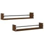 Wandregale mit Stangen 2 Stück Eiche braun 80x16x14 cm von , Regale und Regale - Ref: Foro24-835443, Preis: 31,06 €, Rabatt: %