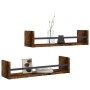 Wandregale mit Stangen, 2 Stück, geräucherte Eiche, 60 x 16 x 14 cm von , Regale und Regale - Ref: Foro24-835436, Preis: 30,0...