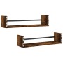 Wall shelves with bars 2 pcs smoked oak 60x16x14 cm by , Shelves and shelves - Ref: Foro24-835436, Price: 30,09 €, Discount: %