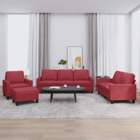 Sofa set with cushions 4 pieces red synthetic leather by , Sofas - Ref: Foro24-3201406, Price: 643,50 €, Discount: %