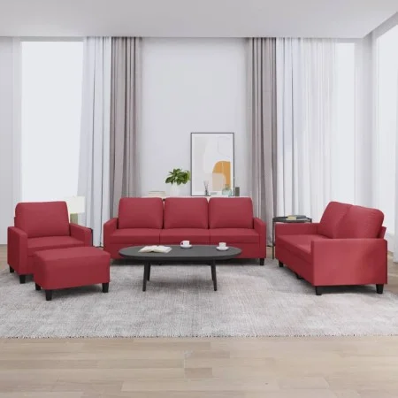 Sofagarnitur mit Kissen 4-teilig aus rotem Kunstleder von , Sofas - Ref: Foro24-3201406, Preis: 633,82 €, Rabatt: %