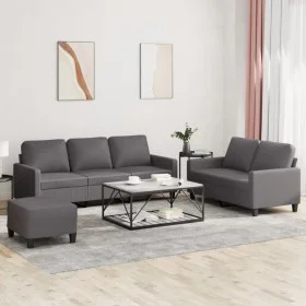 3-teilige Sofagarnitur aus grauem Kunstleder mit Kissen von , Sofas - Ref: Foro24-3201425, Preis: 506,23 €, Rabatt: %