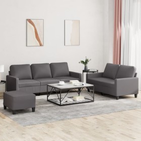 Juego de sofás con cojines 3 piezas cuero sintético gris de , Sofás - Ref: Foro24-3201425, Precio: 514,35 €, Descuento: %