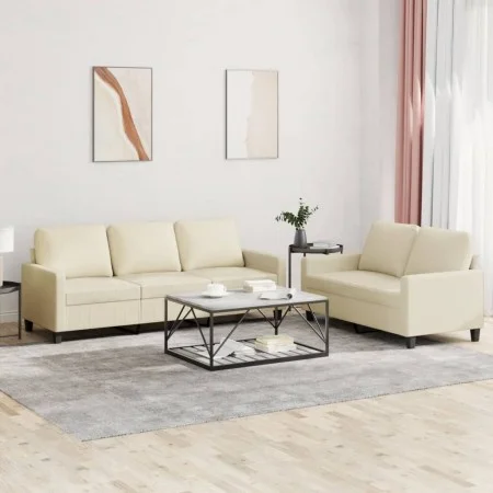 Cream synthetic leather 2-piece sofa set with cushions by , Sofas - Ref: Foro24-3201419, Price: 471,11 €, Discount: %