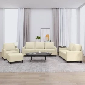 Cremefarbenes 4-teiliges Sofaset aus Kunstleder mit Kissen von , Sofas - Ref: Foro24-3201404, Preis: 658,26 €, Rabatt: %