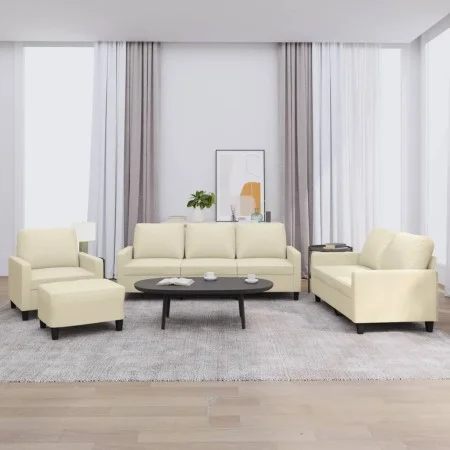 Cremefarbenes 4-teiliges Sofaset aus Kunstleder mit Kissen von , Sofas - Ref: Foro24-3201404, Preis: 658,26 €, Rabatt: %