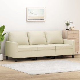 3-seater cream-colored synthetic leather sofa 180 cm by , Sofas - Ref: Foro24-359143, Price: 276,59 €, Discount: %