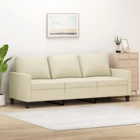 3-seater cream-colored synthetic leather sofa 180 cm by , Sofas - Ref: Foro24-359143, Price: 272,24 €, Discount: %
