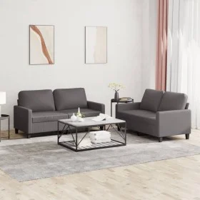 Gray synthetic leather 2-piece sofa set with cushions by , Sofas - Ref: Foro24-3201410, Price: 416,89 €, Discount: %