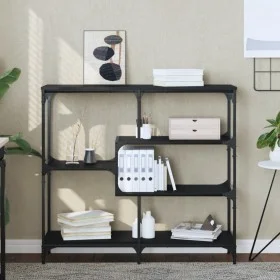 Black plywood console table 103x32x95 cm by , Side tables - Ref: Foro24-833950, Price: 69,14 €, Discount: %
