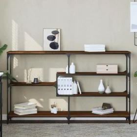 Mesa consola madera de ingeniería marrón roble 160x32x95 cm de , Mesas auxiliares - Ref: Foro24-833959, Precio: 87,52 €, Desc...
