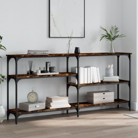 Smoked oak engineered wood console table 160x29x75 cm by , Side tables - Ref: Foro24-834087, Price: 71,45 €, Discount: %