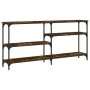 Smoked oak engineered wood console table 160x29x75 cm by , Side tables - Ref: Foro24-834087, Price: 70,54 €, Discount: %