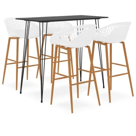 High table and bar stools 5 pieces black and white by , Furniture sets for kitchens and dining rooms - Ref: Foro24-3057379, P...