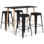 Hoher Tisch und Barhocker 5 Stück schwarz von , Möbelsets für Küchen und Esszimmer - Ref: Foro24-3057457, Preis: 502,31 €, Ra...