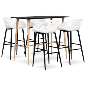 High table and bar stools 5 pieces black and white by , Furniture sets for kitchens and dining rooms - Ref: Foro24-3057460, P...