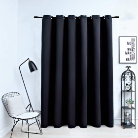 Cortina opaca con anillas de metal negro 290x245 cm