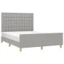 Light gray fabric bed frame with headboard 140x190 cm by , Beds and slatted bases - Ref: Foro24-3125373, Price: 212,71 €, Dis...