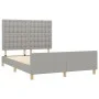 Light gray fabric bed frame with headboard 140x190 cm by , Beds and slatted bases - Ref: Foro24-3125373, Price: 212,71 €, Dis...