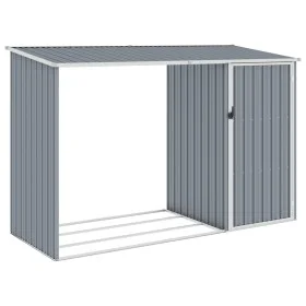 Grauer Gartenschuppen aus verzinktem Stahl für Brennholz, 245 x 98 x 159 cm von , Schuppen - Ref: Foro24-46294, Preis: 146,51...