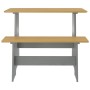 Juego de comedor REINE 3 pzas madera maciza de pino marrón gris