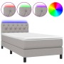 Box spring bed mattress and LED lights light gray fabric 80x200 cm by , Beds and slatted bases - Ref: Foro24-3133349, Price: ...