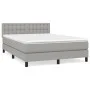 Box spring bed with light gray fabric mattress 140x190 cm by , Beds and slatted bases - Ref: Foro24-3140369, Price: 447,12 €,...