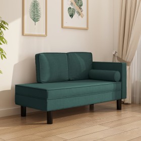 Sofá diván con cojines y almohada tela verde oscuro