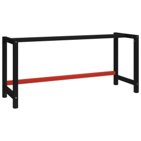 Estructura de banco de trabajo metal negro y rojo 175x57x79 cm